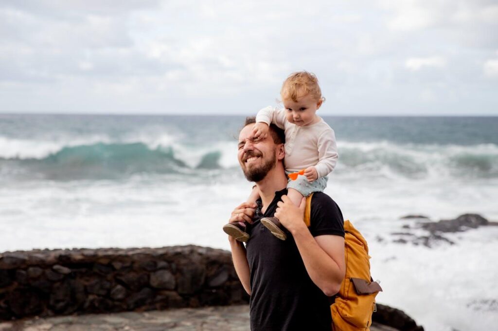 A family having fun on the beach