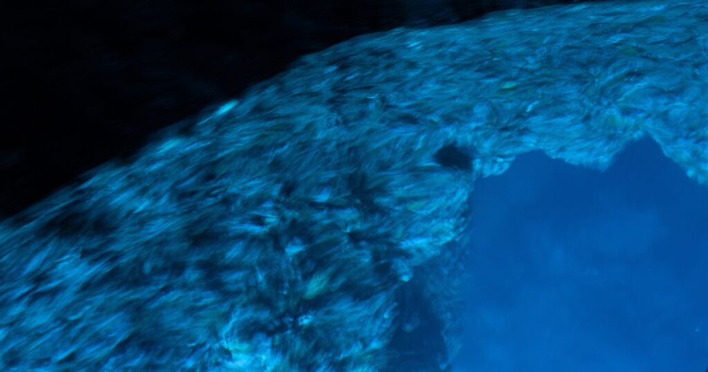 Glowing water inside the Blue Cave